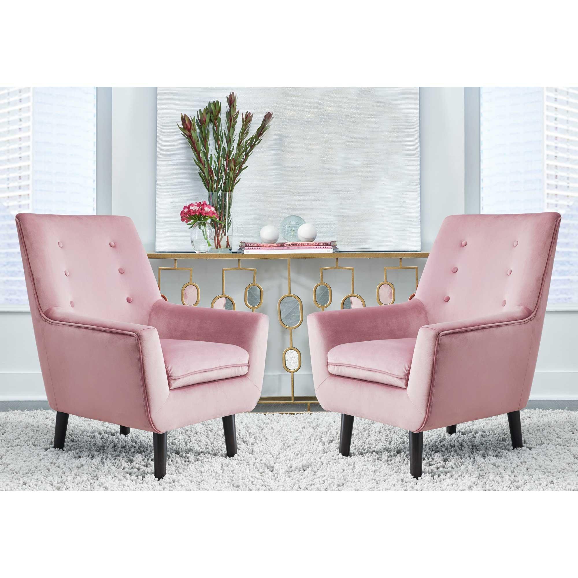 Rent to Own Ashley 2 Piece Zossen Accent Chair Set Pink at